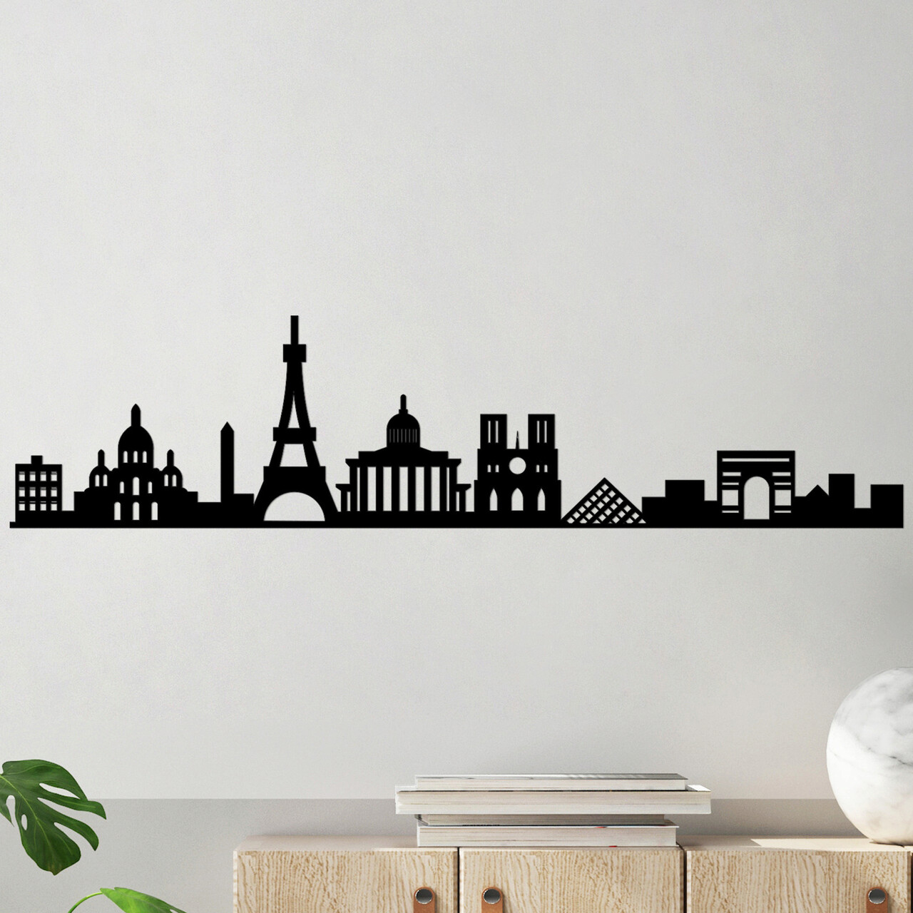 Decoratiune de perete, Paris Skyline, Dimensiune: 120 x 29 cm, Negru - imagine 7